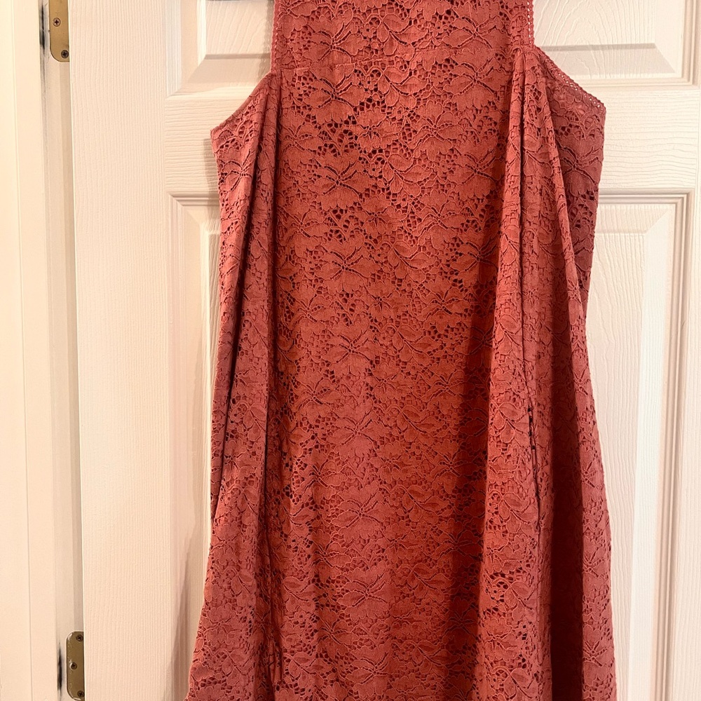 Chic Strapless Lace Dress - Terracotta